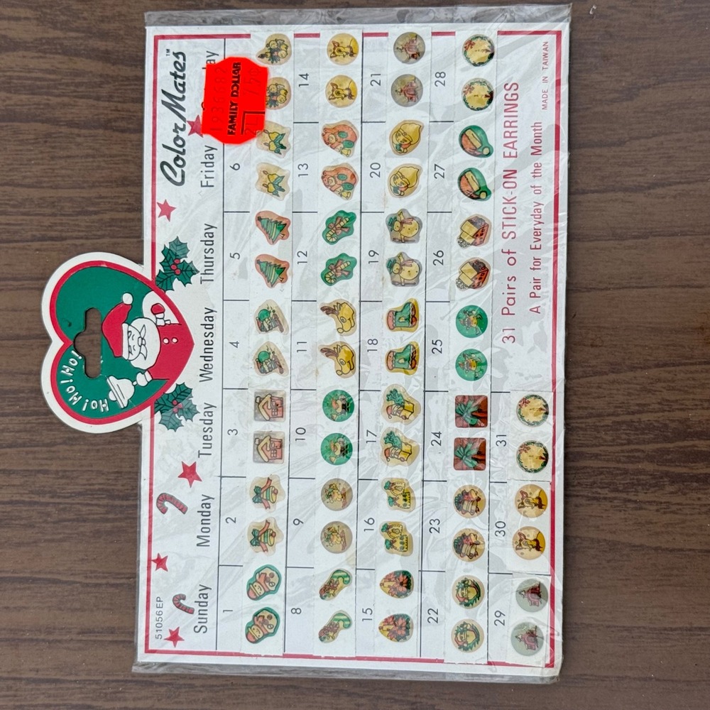Vintage Color Mates Stick On Earrings 31 Pairs Vintage Holiday Christmas
